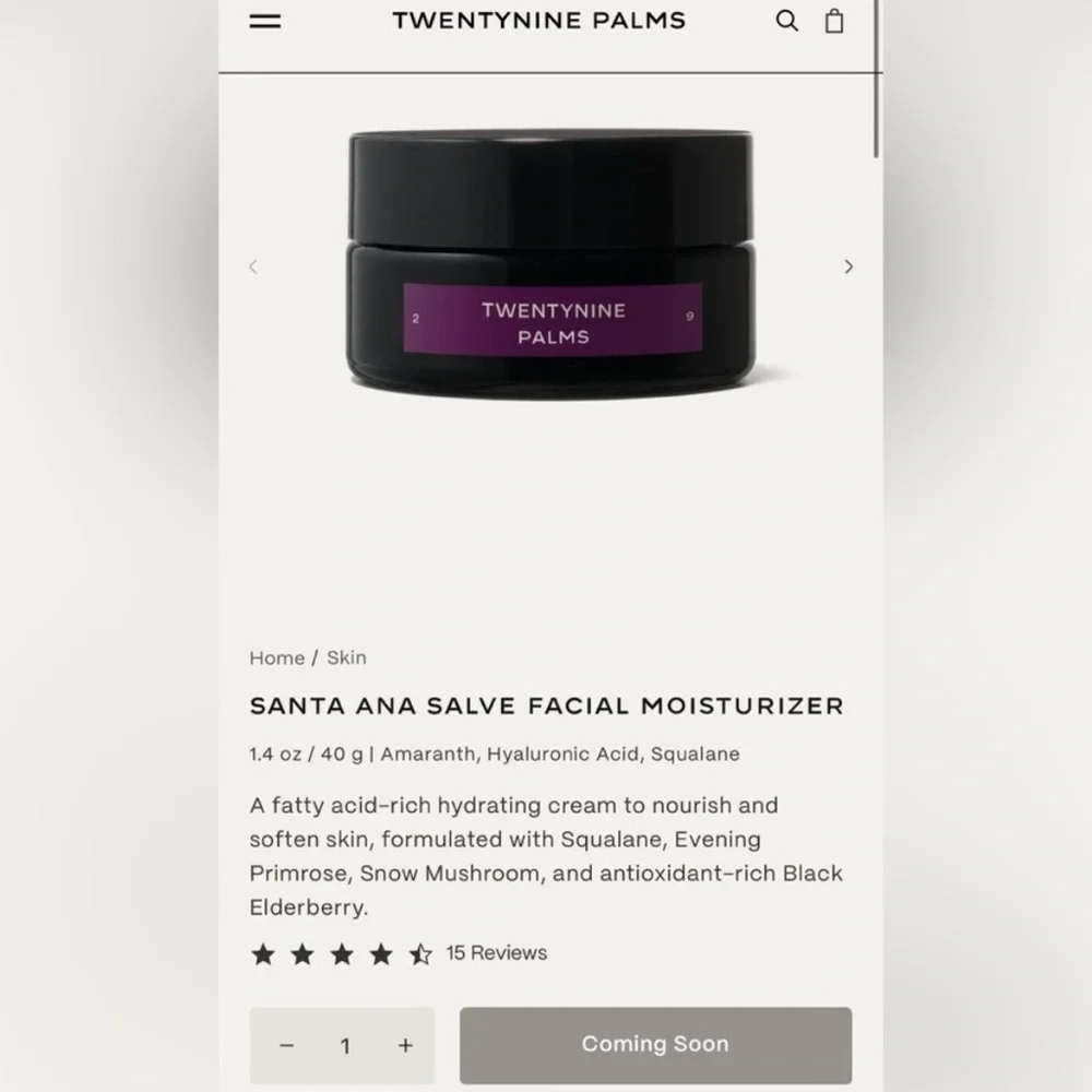 29 PALMS MOISTURIZER - Santa Ana Salve Moisturizer